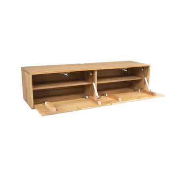Floating TV Unit – Solid Mango Wood, Handleless Design, Push-to-Open Function – Vision | Starfurn