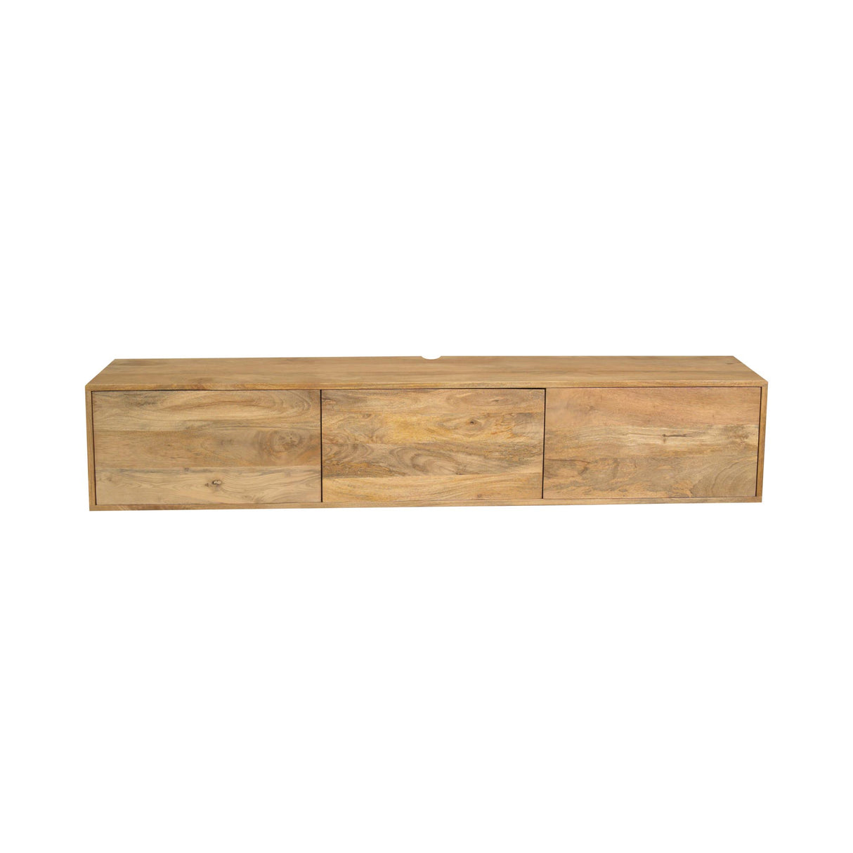 Floating TV Unit - Light Mango Wood, Clean Lines, Handleless Doors - Vision | Starfurn