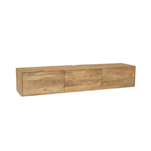 Floating TV Unit - Light Mango Wood, Clean Lines, Handleless Doors - Vision | Starfurn