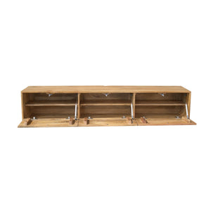 Floating TV Unit - Light Mango Wood, Clean Lines, Handleless Doors - Vision | Starfurn