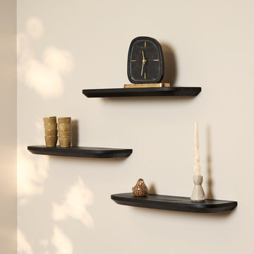 Wandregal – Modernes Design, Schwarzfarbe, Mangoholz – Gusta | Starfurn