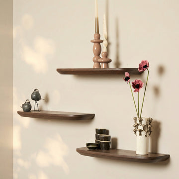 Wall Shelf – Brown Mango Wood, Modern Design, Set of 3 – Gusta | Starfurn