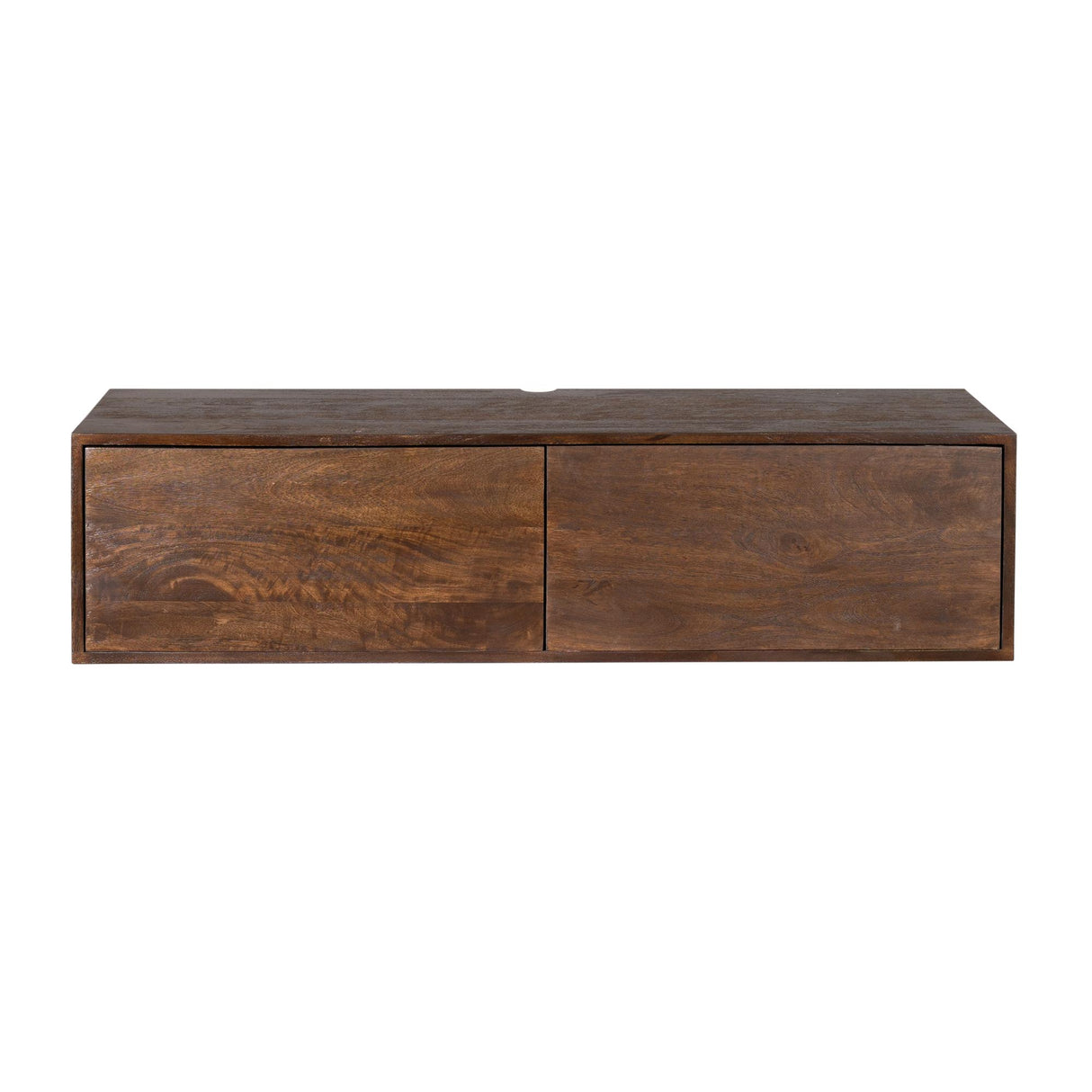TV Möbel – Braun Mangoholz, Wandmontage Design, Grifflose Türen, 120 cm - Vision | Starfurn