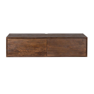 TV Möbel – Braun Mangoholz, Wandmontage Design, Grifflose Türen, 120 cm - Vision | Starfurn