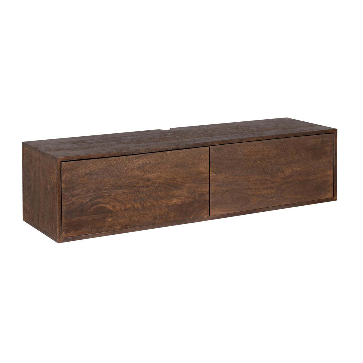 TV Möbel – Braun Mangoholz, Wandmontage Design, Grifflose Türen, 120 cm - Vision | Starfurn