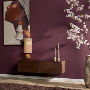 TV Möbel – Braun Mangoholz, Wandmontage Design, Grifflose Türen, 120 cm - Vision | Starfurn