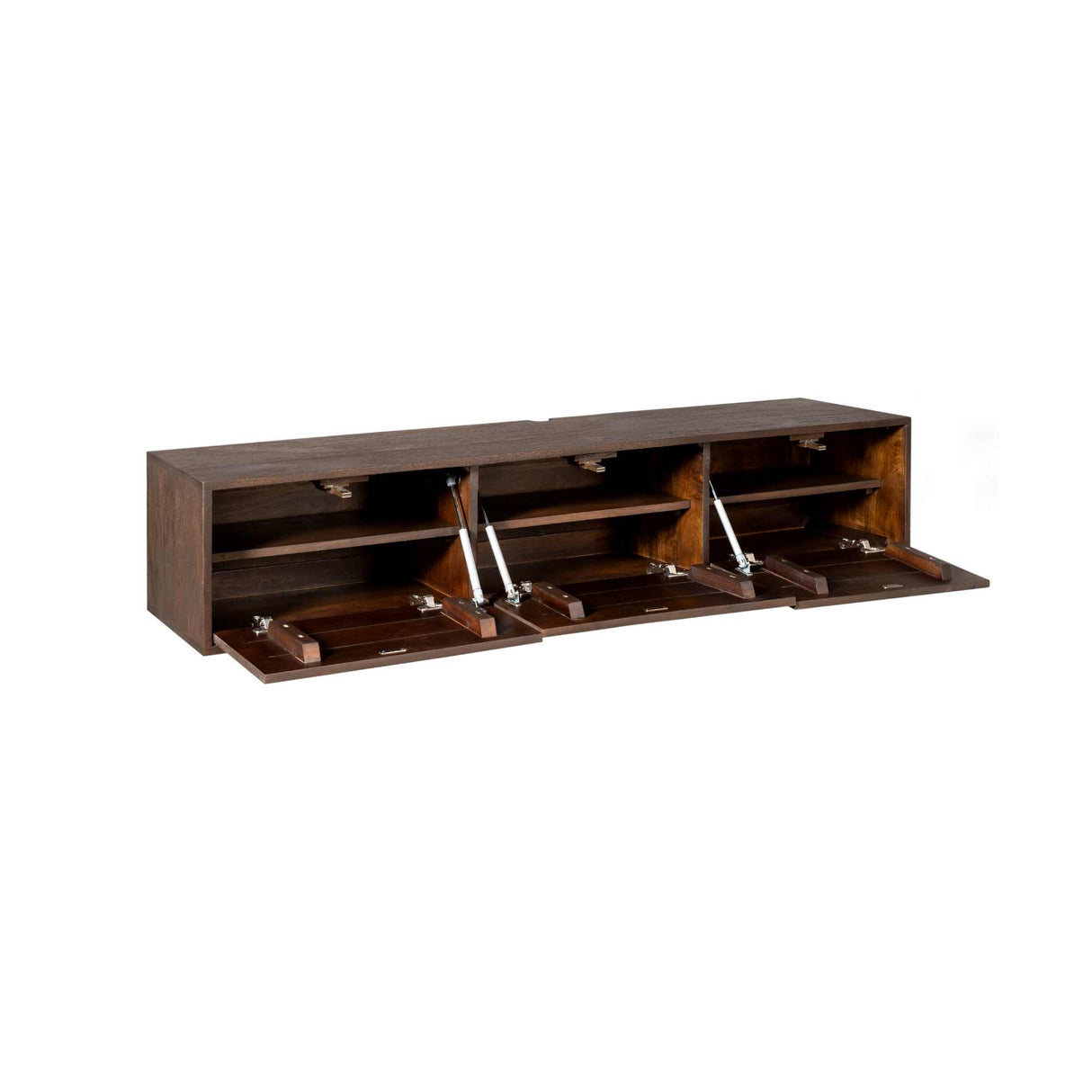 TV Unit – Brown Finish, Mango Wood Material, Floating Design – Vision | Starfurn