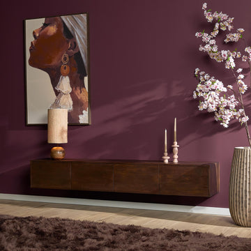TV Unit - Mango Wood, Push-to-Open Doors, Brown Finish - Vision | Starfurn