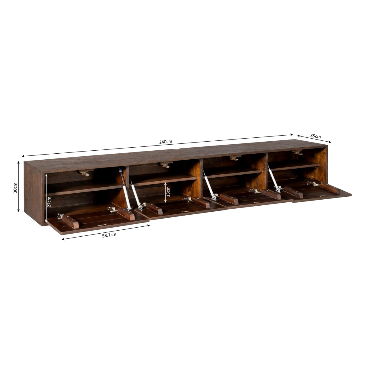 TV-Möbel – Mangoholz Material, Wandmontiertes Design, Mattes Finish - Vision | Starfurn