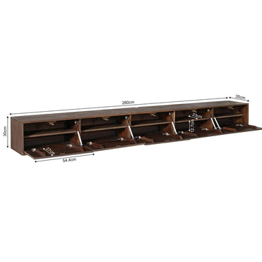Floating TV Unit – Solid Mango Wood, Brown Finish, Handleless Push-to-Open Doors – Vision | Starfurn