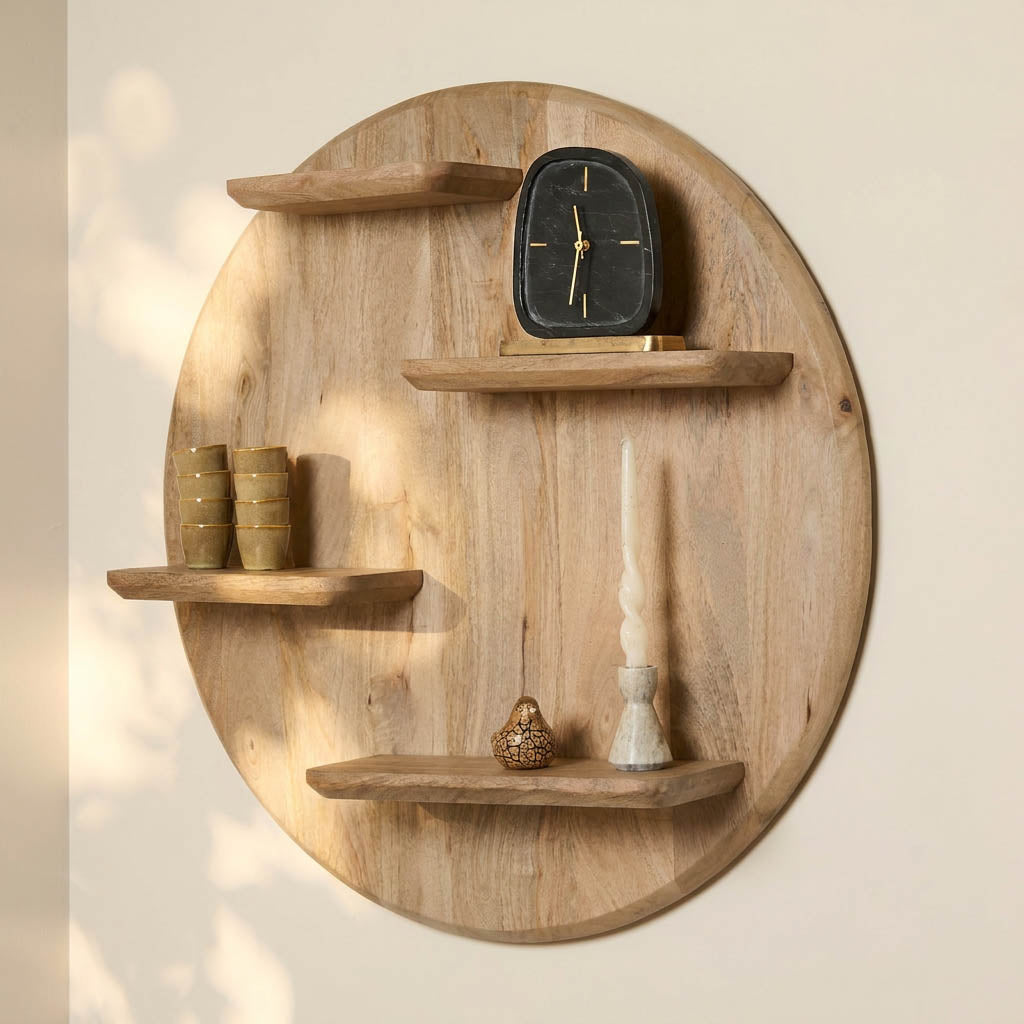 Wandregal – Mangoholz, Naturton, Rundform – Lena | Starfurn