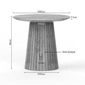 Couchtisch – Mangoholz Material, Runde Form, Taupe Farbe, 50 cm - Solana | Starfurn