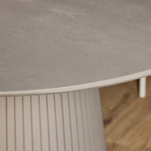 Dining Table – Round Shape, Taupe, Slat Pattern – Solana | Starfurn