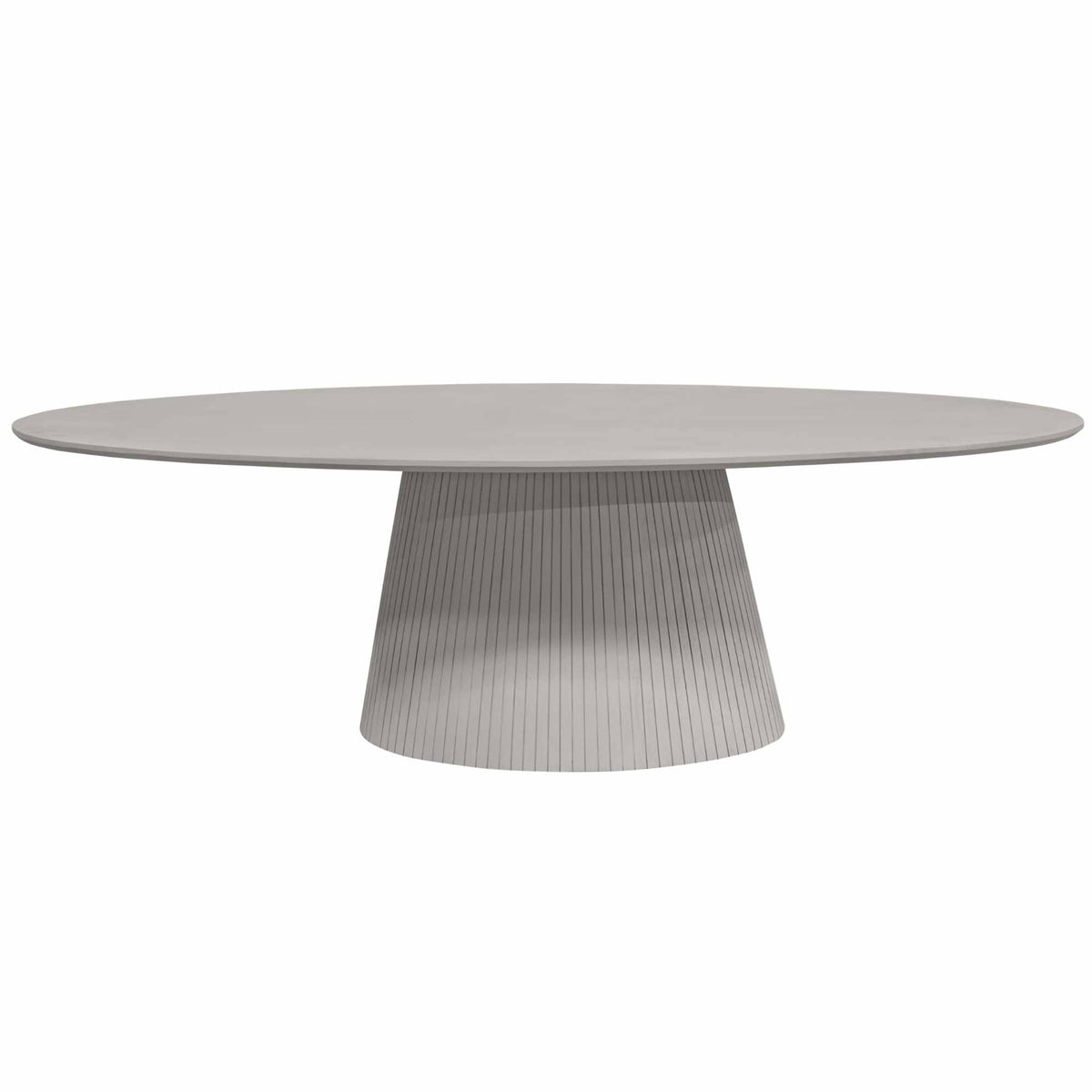 Dining Table – Taupe Tone, Oval Shape, Vertical Slats – Solana | Starfurn