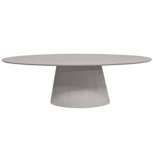 Dining Table – Taupe Tone, Oval Shape, Vertical Slats – Solana | Starfurn