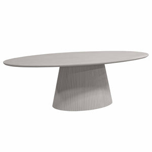 Dining Table – Taupe Tone, Oval Shape, Vertical Slats – Solana | Starfurn