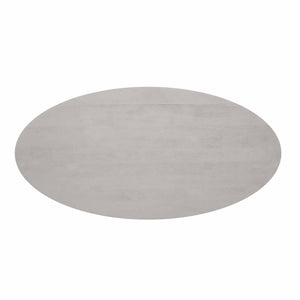 Dining Table – Taupe Tone, Oval Shape, Vertical Slats – Solana | Starfurn