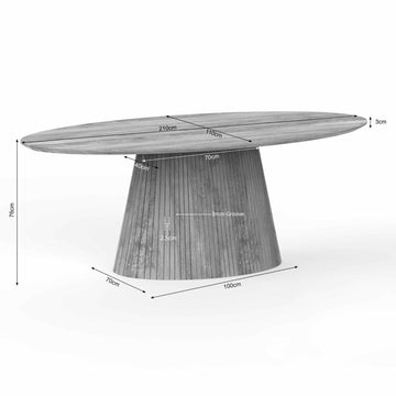 Esszimmertisch – Taupe Farbton, Ovale Form, Vertikale Latten – Solana | Starfurn