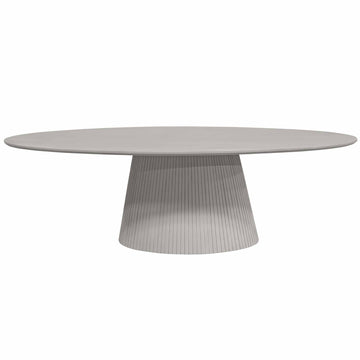 Esszimmertisch – Taupe Farbton, Ovale Form, Vertikale Latten – Solana | Starfurn