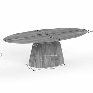 Dining Table – Mango Wood, Slatted Look, Oval Shape – Solana | Starfurn