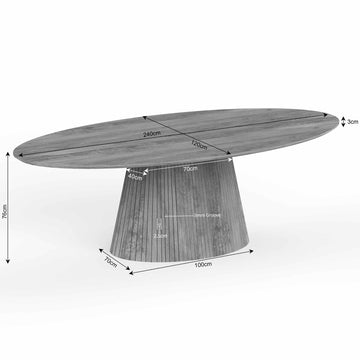 Esszimmertisch – Mangoholz, Lattenoptik, Ovale Form – Solana | Starfurn