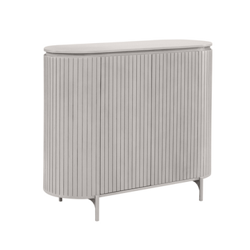 Schrank – Taupe Oberfläche, Vertikale Latten, Mangoholz – Solana | Starfurn