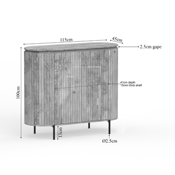 Schrank – Taupe Oberfläche, Vertikale Latten, Mangoholz – Solana | Starfurn