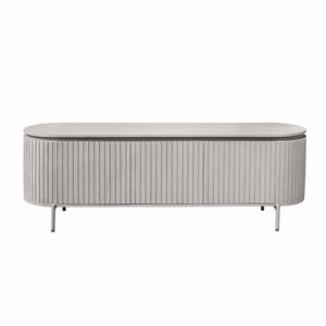 TV Unit – Taupe Finish, Vertical Slats, Three Doors – Solana | Starfurn