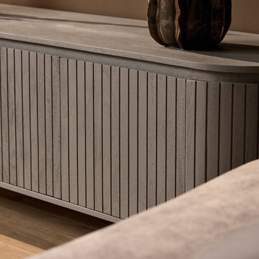 TV Unit – Mango Wood, Slat Pattern, Taupe – Solana | Starfurn