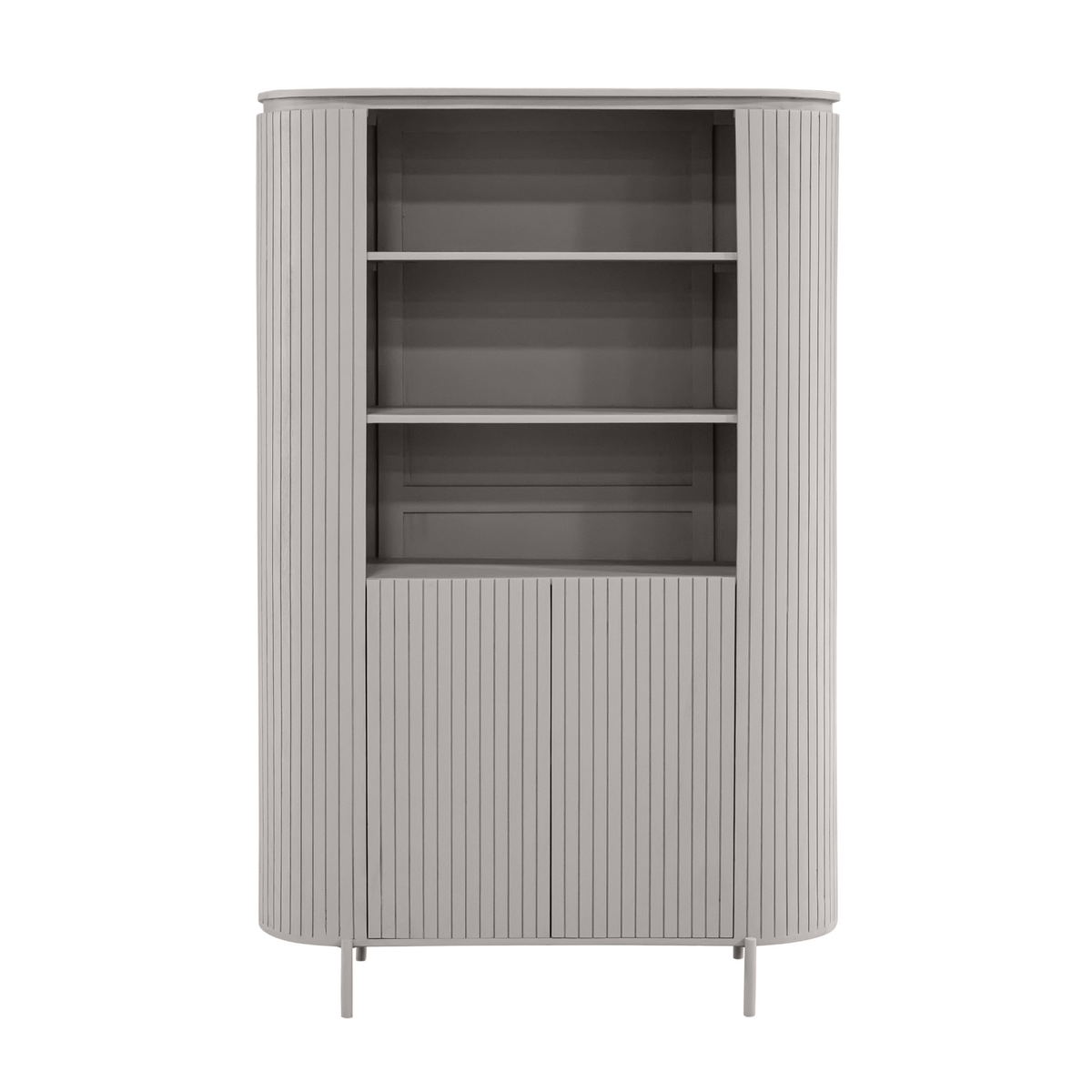 Cabinet – Taupe Finish, Vertical Slats, Mango Wood – Solana | Starfurn