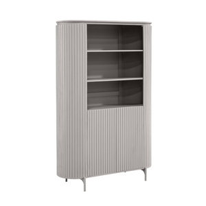 Cabinet – Taupe Finish, Vertical Slats, Mango Wood – Solana | Starfurn