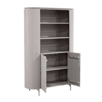 Schrank – Taupe Oberfläche, Vertikale Latten, Mango Holz – Solana | Starfurn
