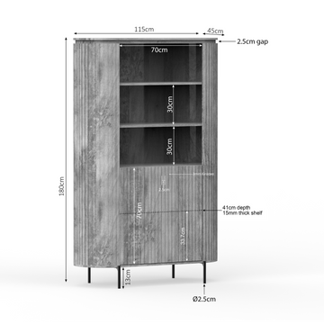 Schrank – Taupe Oberfläche, Vertikale Latten, Mango Holz – Solana | Starfurn