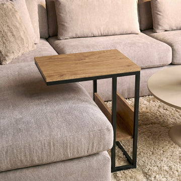 Beistelltisch – Mangoholz, Schwarzmetall, Naturfinish – Slider | Starfurn