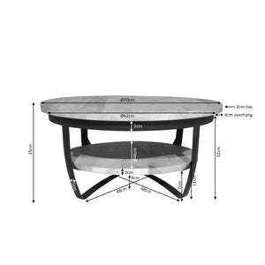 Coffee Table – Mango Wood Material, Black Frame, Two-Tier Design – Paras | Starfurn