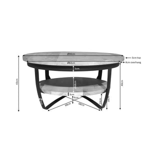 Couchtisch - Mangoholz Hell, Metall Schwarz, Rund Form, 90 cm – Paras | Starfurn