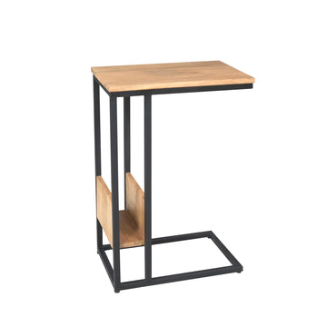Beistelltisch – Helles Mangoholz, Schwarzes Metall, Schlankes Design – Slider | Starfurn