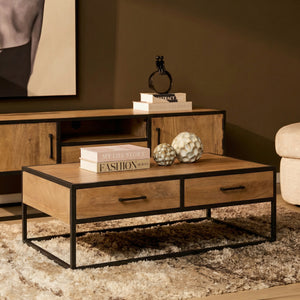 Coffee Table – Rectangular Design, Mango Wood, Drawers – Dakota | Starfurn
