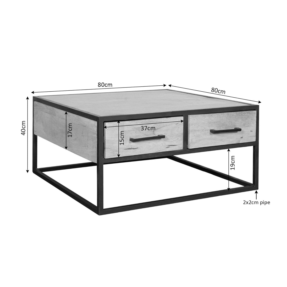 Coffee Table - Mango Wood, Black Metal, Natural Finish - Dakota | Starfurn