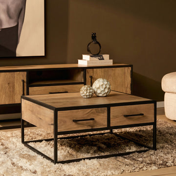 Couchtisch – Mangoholz, Schwarzmetall, Naturfinish - Dakota | Starfurn