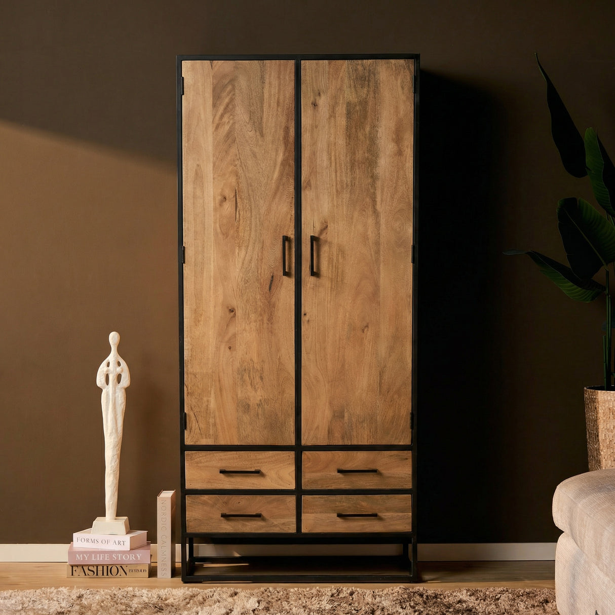 Schrank – Natürliche Oberfläche, Mangoholz Material, Modernes Design – Dakota | Starfurn