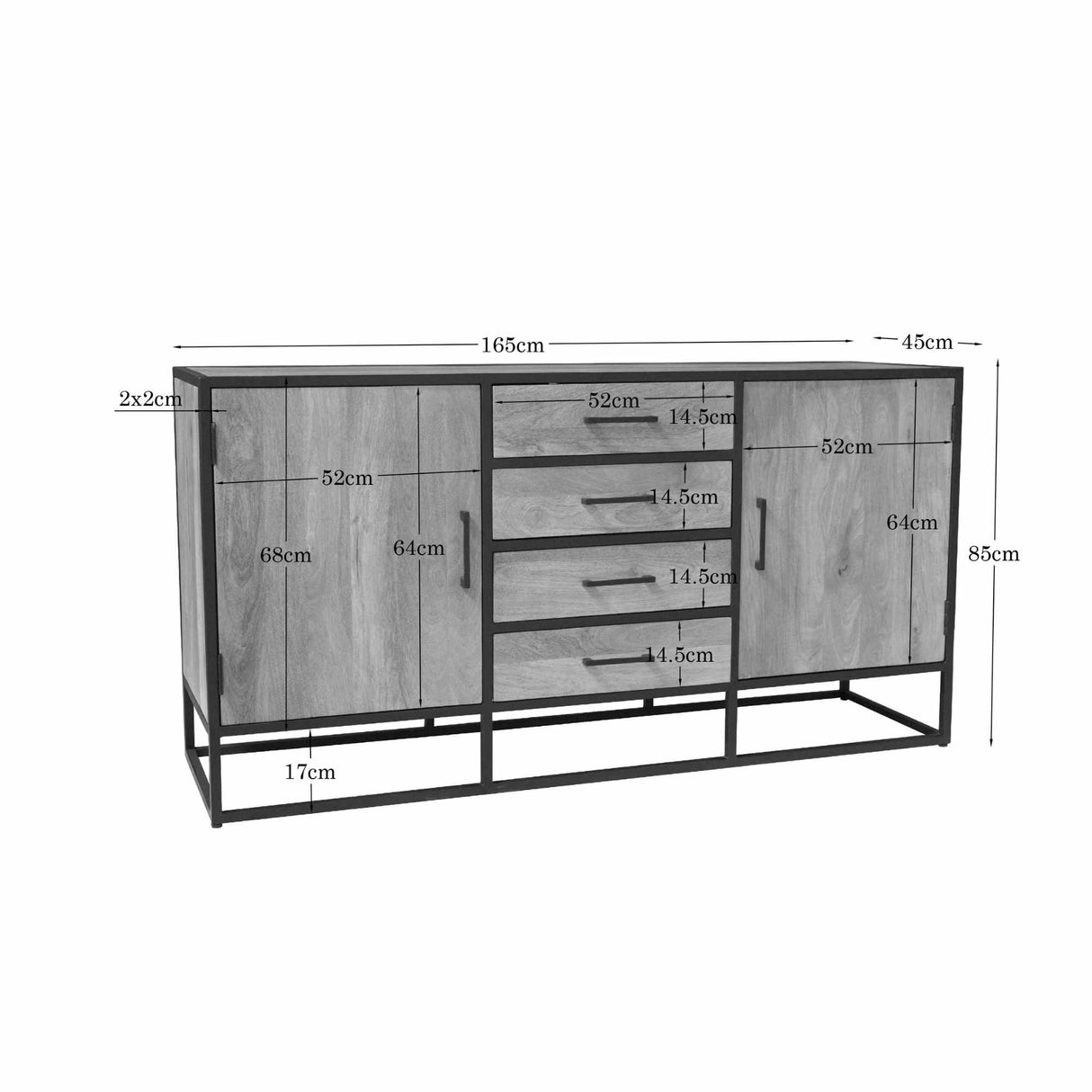 Sideboard – Natürliche Oberfläche, Mangoholz Material, Modernes Design – Dakota | Starfurn
