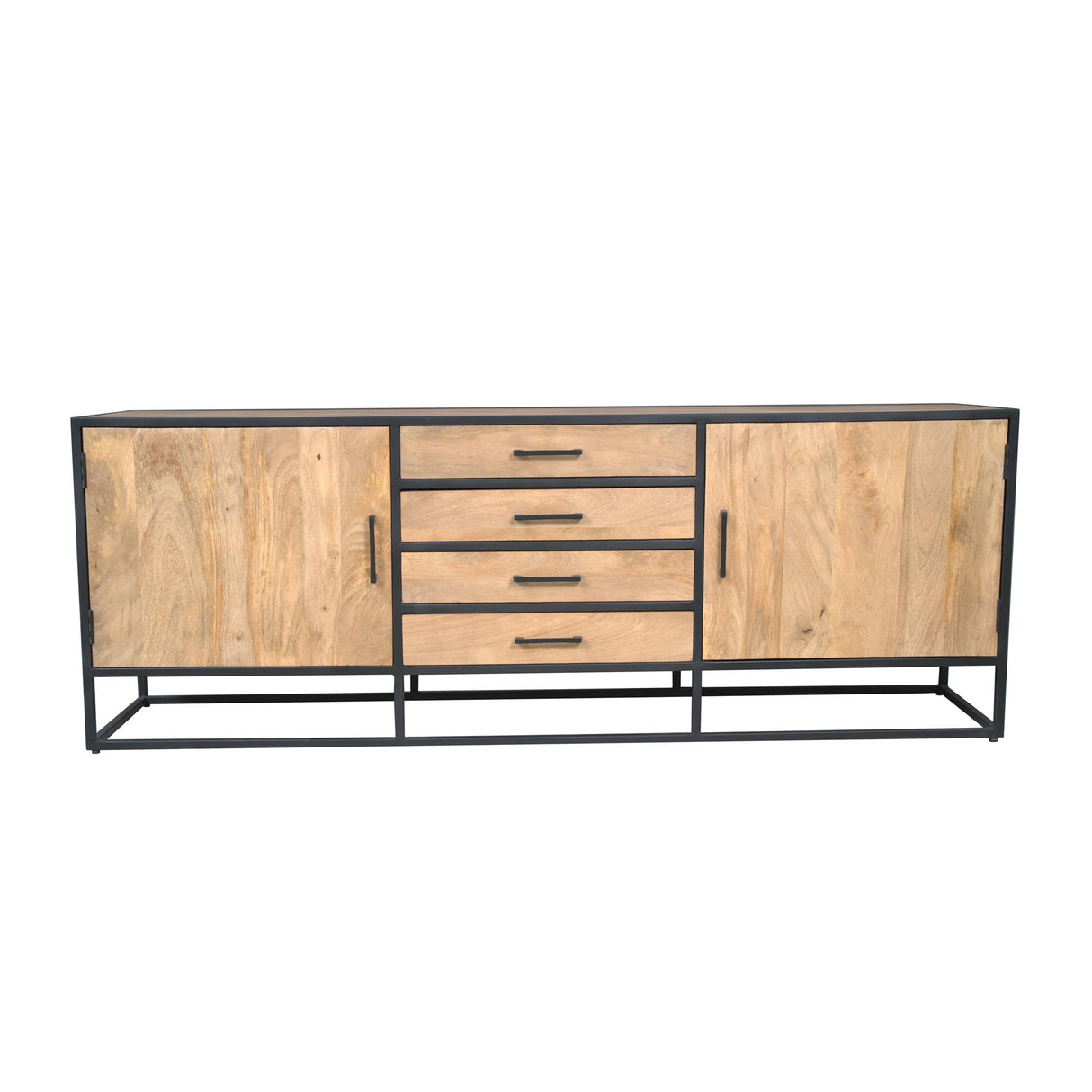 Sideboard – Mango wood, black metal, wood strips – Dakota | Starfurn