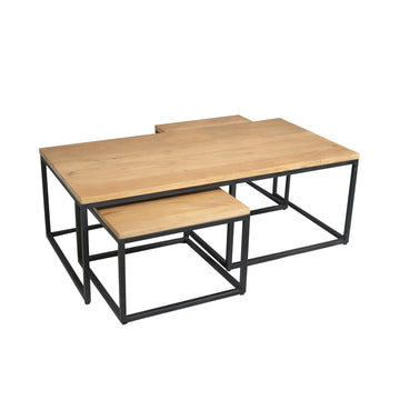 Couchtisch – Helles Mangoholz, Schwarzes Metall, 3er-Set – Dakota | Starfurn