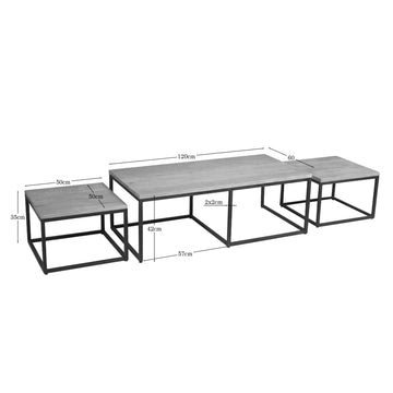 Couchtisch – Helles Mangoholz, Schwarzes Metall, 3er-Set – Dakota | Starfurn
