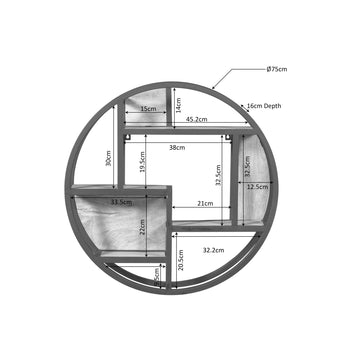 Wandregal – Mangoholz, Schwarzmetall, Rundform - Dakota | Starfurn