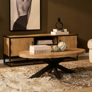 Coffee table – Mango wood, Natural color, Oval shape – Dakota | Starfurn