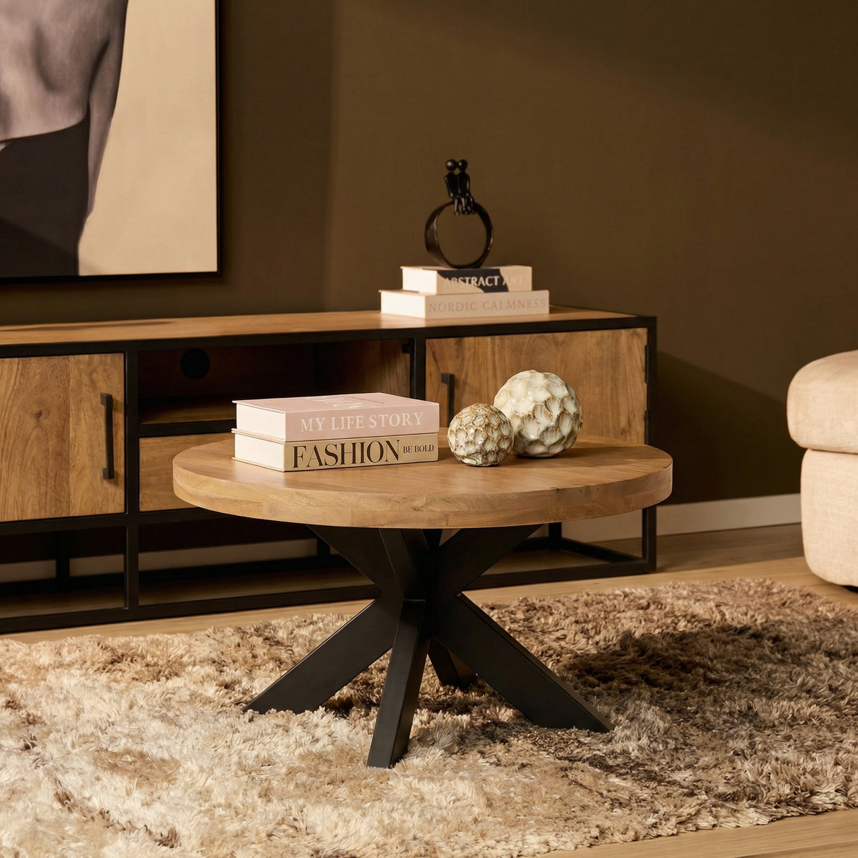 Couchtisch – Mangoholz, Metallgestell, Naturfinish – Dakota | Starfurn