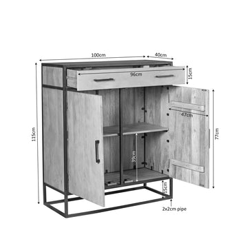Sideboard – Mangoholz Korpus, Metallgestell, Natürliche Oberfläche – Dakota | Starfurn