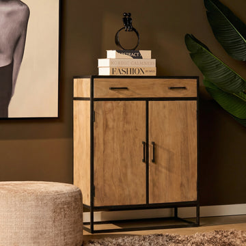 Sideboard – Mangoholz Korpus, Metallgestell, Natürliche Oberfläche – Dakota | Starfurn